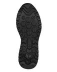 Black shoe sole with tread pattern on a white background