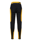 the back of the black yellow motorcycle leather and textile pants from the Moto Girl