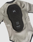 back protector dropped on Black and grey moto bodysuit