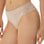 women wearing nude-colored brazilian brief with lace flounce details on the sides from Tramonte.