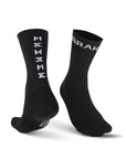 black socks with "break" and "gear" from pando moto