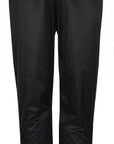 Black pants with orange accents on a white background