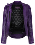open purple Valerie leather jacket from moto girl