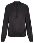 Black wind brake jacket with a orange zipper string detail