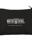 A moto girl aura wind stop jacket bag with moto girl logo