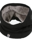 Knitted black neck warmer with grey fake fur inside from moto girl