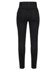 black women's motorcycle ribbed knee design leggings from MotoGirl from the back