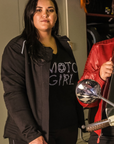 Two women wearing women's motorcycle clothes from Moto Girl