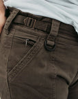 A close up of the wait area of the olive green women's motorcycle cargo pants from Moto Girl