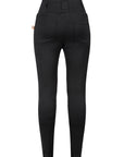 Black motorcycle leggings for women with high waist from the back