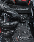 Exo black and red female motorcycle sneaker from Shima close up