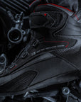 Exo black and red female motorcycle sneaker from Shima close up