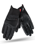 Black leather and textile women motorcycle gloves from shima