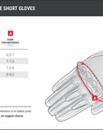 Sie chart of women's short motorcycle gloves from Shima
