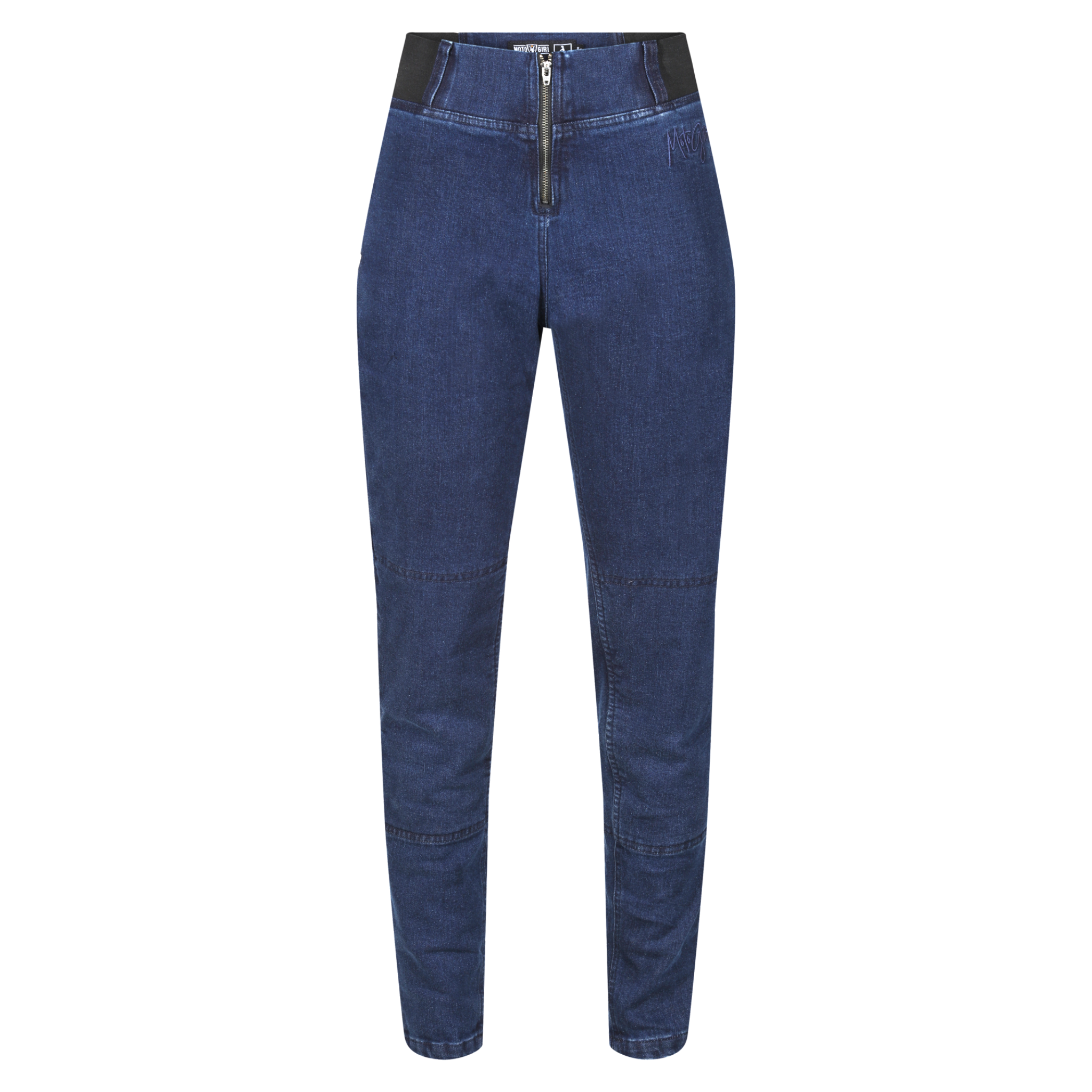 Blue high waisted motorcycle jeggings for women from MotoGirl