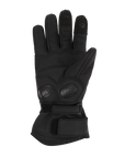 Inner side of black Nandi MotoGirl winter motorcycle gloves with paw touch detail on the index finger and middle finger with two adjustable velcro fastenings for an optimal fit.