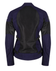 The back of  a blue and black women motorcycle mesh jacket from MotoGirl 