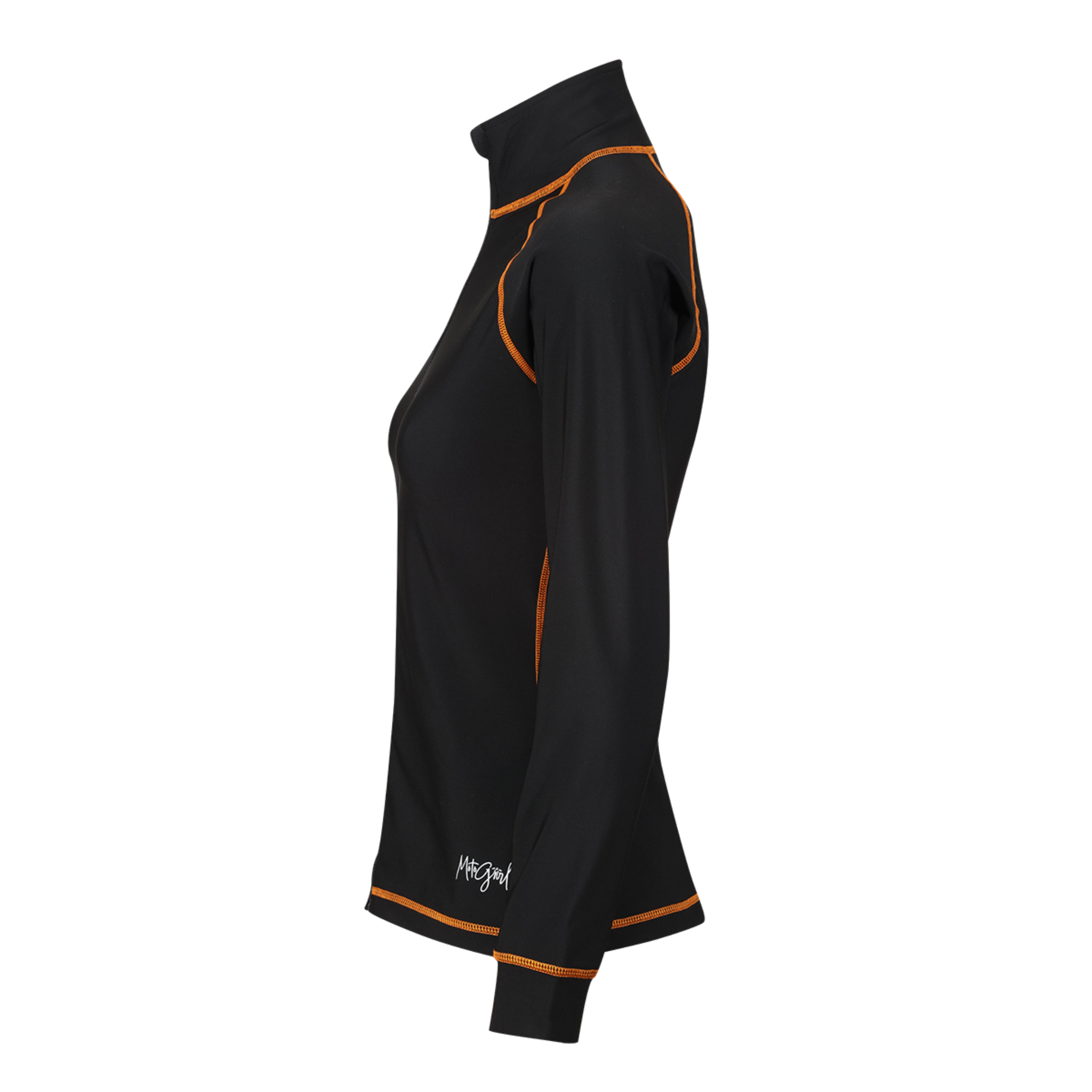 black thermo jacket with orange details from the Motogirl