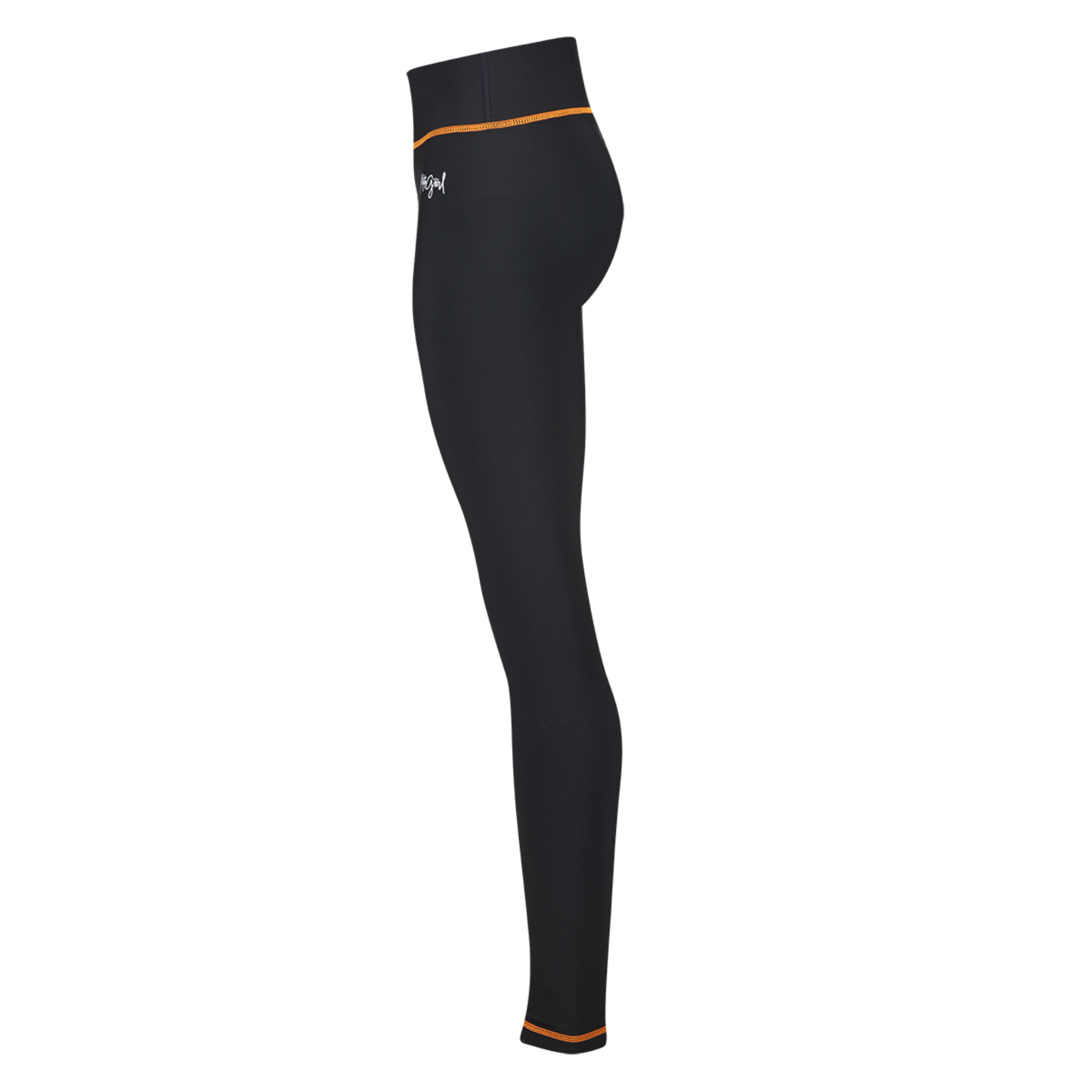 black women's thermo underleggings with orange details from Motogirl