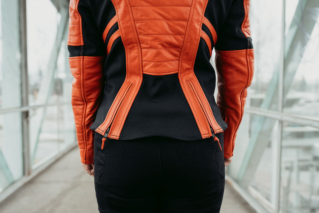 Amelia Orange - Women's Motorcycle Leather Jacket