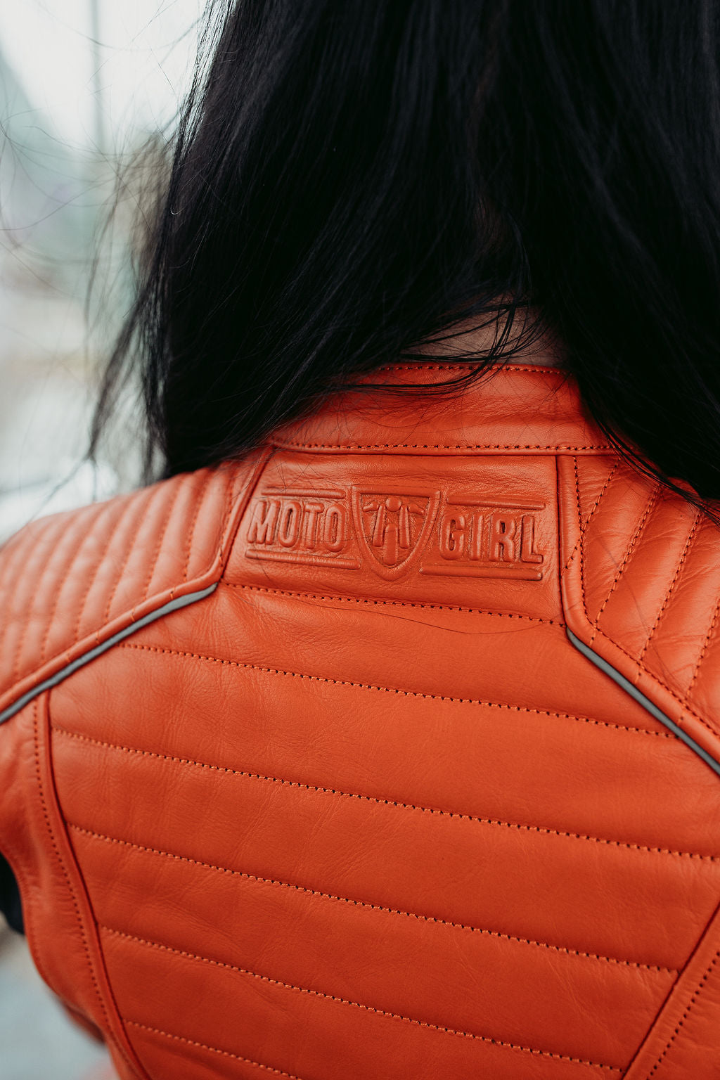 Amelia Orange - Women's Motorcycle Leather Jacket