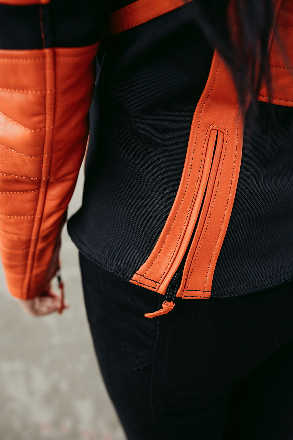 Amelia Orange - Women's Motorcycle Leather Jacket