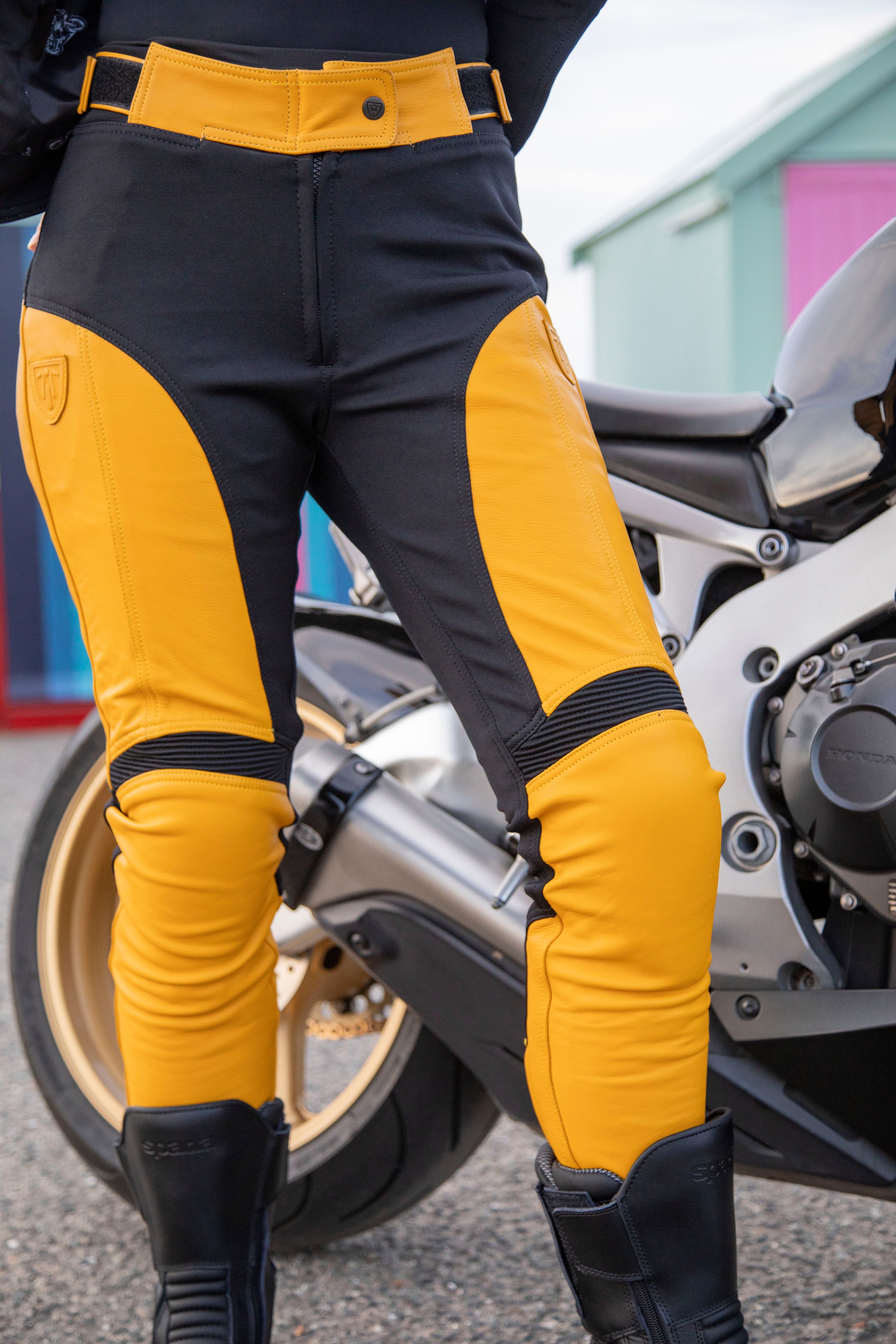 Yellow Fiona Motorcycle Trousers from Moto Girl