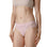 Women wearing nude-colored thongs with lace waistband details from Tramonte.