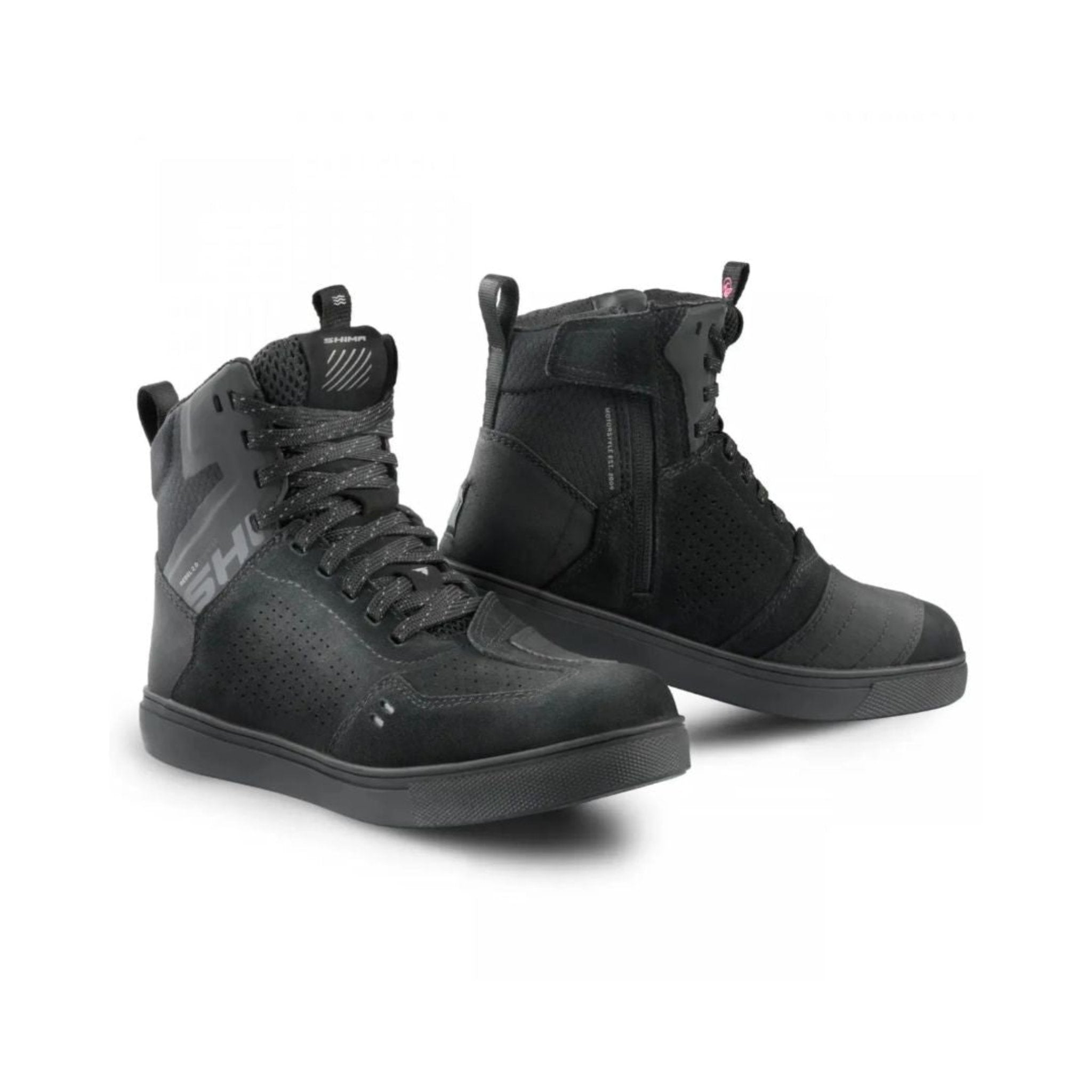 Rebel waterproof motorcycle sneakers with black laces from Shima 