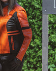 Amelia Orange - Women's Motorcycle Leather Jacket