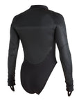 back of armored black motorcycle long-sleeve bodysuit base layer for women