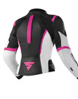 Black, Pink and White Motorcycle Jacket from Shima from the back