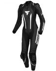 Black and white women's leather motorcycle suit from Shima