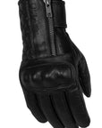 black leather lady motorcycle glove with a zipper from Rusty Stitches 