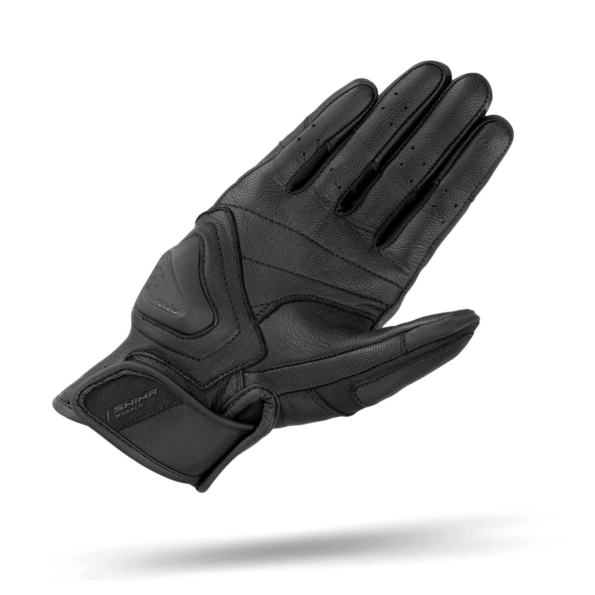 a palm of a Black leather women's motorcycle gloves from Shima