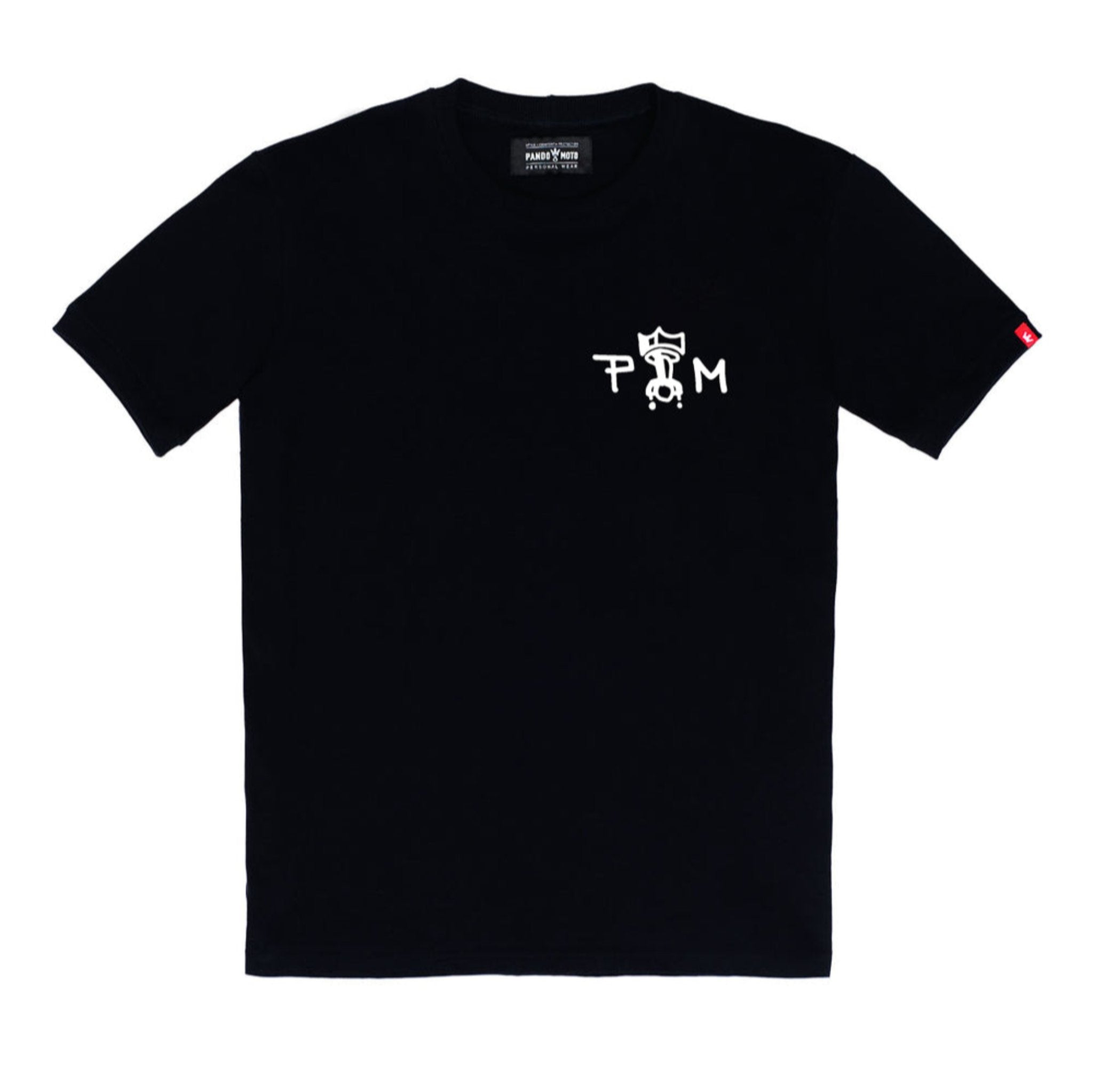 Pando Moto motorcycle t-shirt with a pando Moto logo