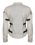 The back of white women's summer mesh motorcycle jacket from Moto Girl 