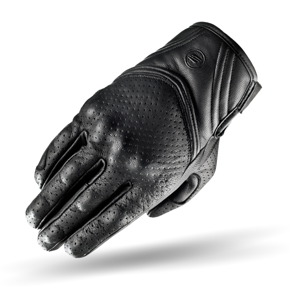 Black short leather female motorcycle glove from Shima
