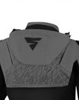 Hood on a grey motorcycle jacket